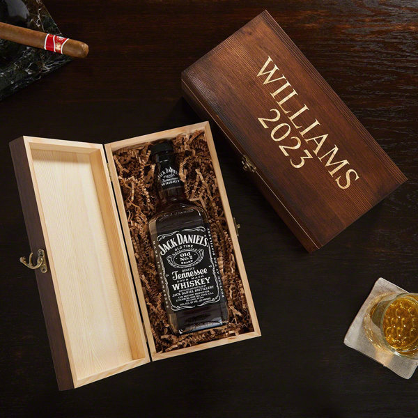 Latitude Run® Custom Engraved Wooden Gift Box For Liquor Bottles Wayfair